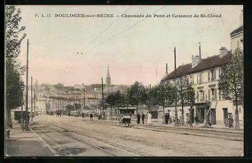 AK Boulogne-sur-Seine, Chaussee du Pont et Coteaux de St-Cloud