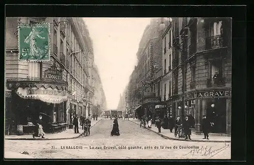 AK Levallois, la rue Gravel, coté gauche, près de la rue de Courcelles