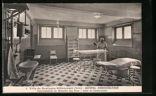 AK Boulogne-Billancourt, Hopital Ambroise-Paré, Consultation de Maladies des Yeux, Salle de Pansements