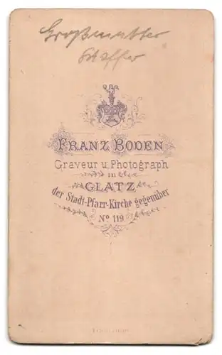 Fotografie Franz Boden, Glatz, Edeldame mit geflochtenem Haar im Sonntagskleid