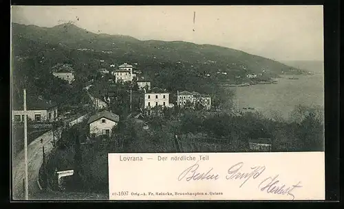 AK Lovrana, Panoramablick auf den nördlichen Stadtteil