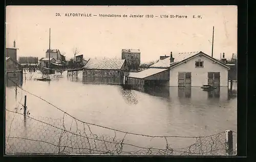 AK Alfortville, Inondations de Janvier 1910, l`Ile St-Pierre