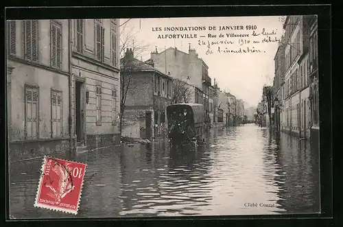 AK Alfortville, Inondations de Janvier 1910, Rue de Villeneuve