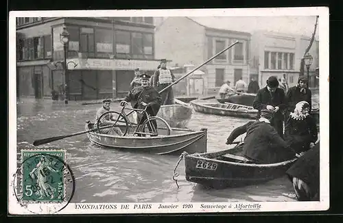 AK Alfortville, Inondation Janvier 1910, Sauvetage