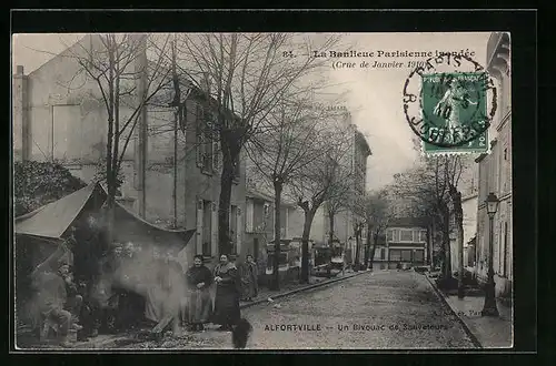 AK Alfortville, Crue de Janvier 1910, un Bivouac de Sauveteurs