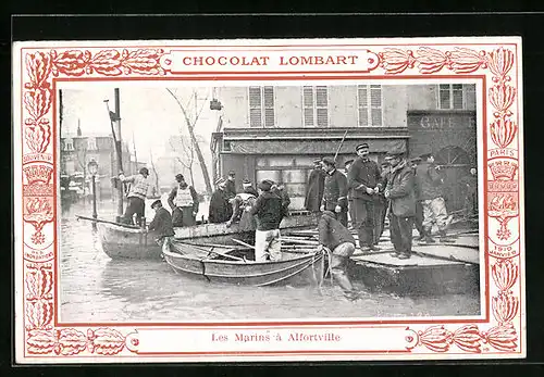 AK Alfortville, Les Marins, Inondation, Reklame Chocolat Lambert
