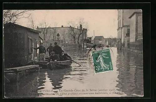 AK Alfortville, La Grande Crue de la Seine 1910, Rue Victor Hugo