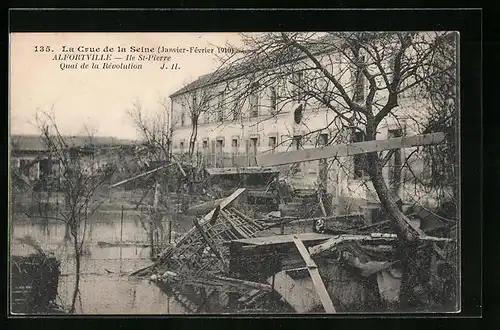 AK Alfortville, la Crue de la Seine 1910, Ile St-Pierre, Quai de la Revolution