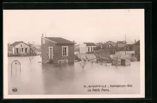 AK Alfortville, Inondation 1910, le petit Pont
