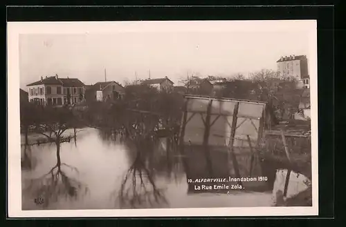 AK Alfortville, Inondation 1910, la Rue Emile Zola