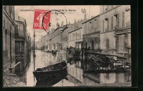 AK Alfortville, Inondations en 1910 de la Seine et de la Marne, Rue Labbe