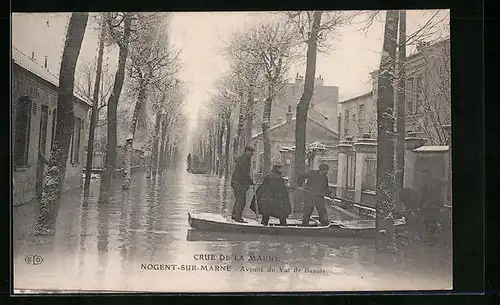 AK Nogent-sur-Marne, Crue de la Marne, Avenue du Val de Beauté