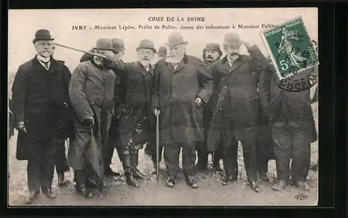 AK Ivry, Crue de la Seine, Monsieur Lépine et Fallières