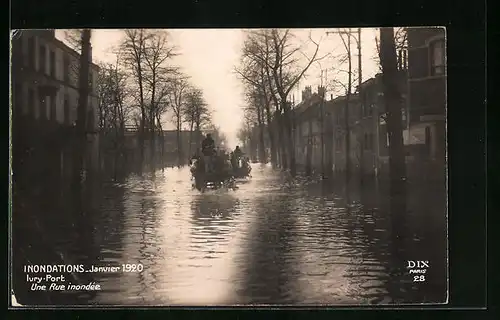 AK Ivry-Port, Inondations 1920, Une Rue inondée