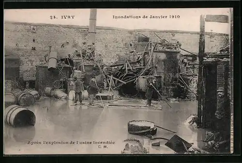 AK Ivry, Inondations 1910, Après l'explosion de l'Usine incendiée