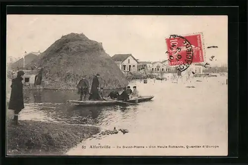 AK Alfortville, Ile Saint-Pierre, Une Meule flottante, Quartier d'Europe