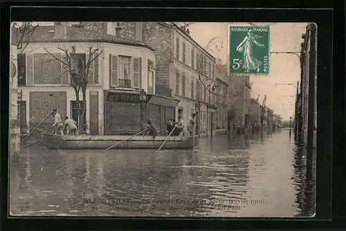 AK Alfortville, la Grande Crue de la Seine 1910, Inondation de la rue de Camelias