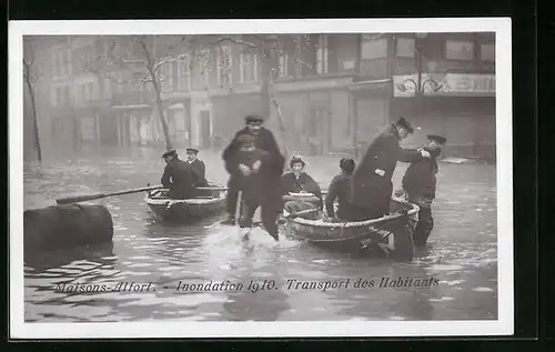 AK Maisons-Alfort, Inondation 1910, Transport des Habitants