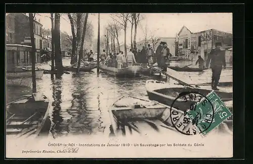 AK Choisy-le-Roi, Inondations 1910, un Sauvetage par les Soldats du Génie
