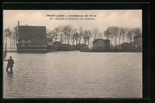 AK Choisy-le-Roi, Inondations 1910, la Chapelle du Quartier des Gondoles