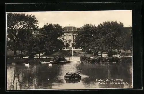 AK Ludwigsburg / Wttbg., Partie im Schlossgarten