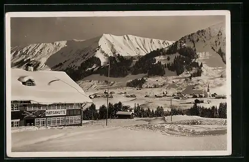 AK Hansa-Hütte, Berghütte im Winter, Riezlern-Egg