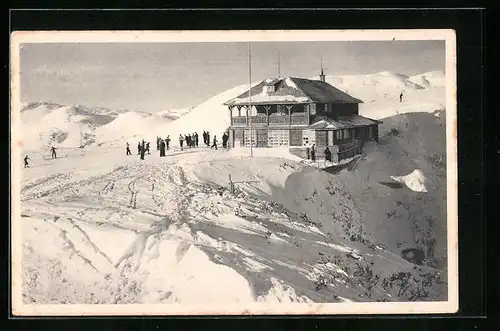 AK Feuerkogelhütte, Berghütte am Dachstein im Winter