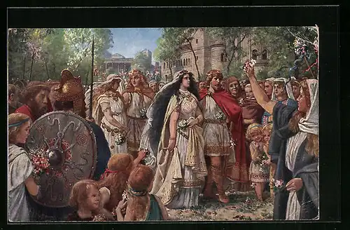 AK Hochzeit von Siegfried und Kriemhild und von Gunther mit Brunhild, Nibelungen