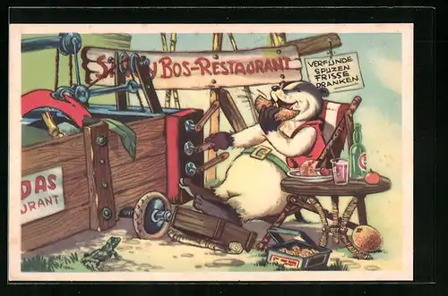 AK Comic Doremias Das, Dachs lässt sich das Essen schmecken