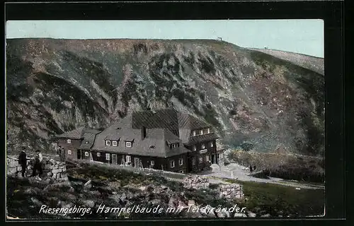 AK Hampelbaude, Berghütte im Riesengebirge mit Teichränder