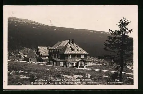 AK Adolfbaude, Berghütte im Riesengebirge mit Kleiner Sturmhaube