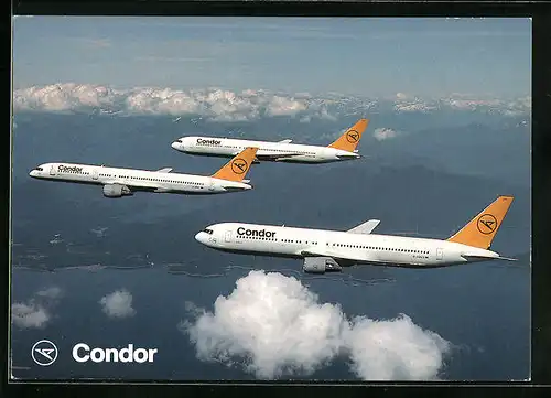 AK Flugzeuge Boeing 767 und Boeing B757 der Condor über den Wolken