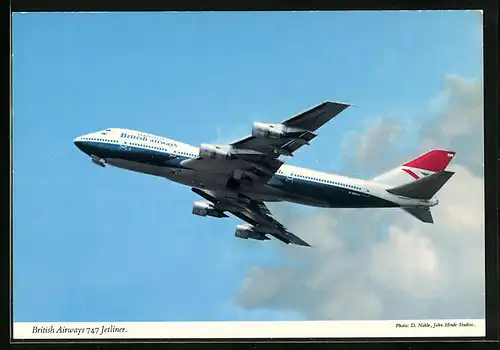 AK Flugzeug 747 Jetliner am Himmel, British Airways