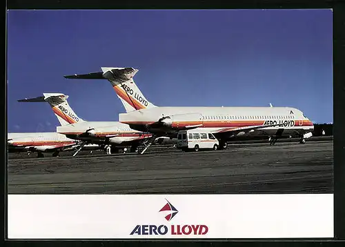 AK Flugzeug Mc Donnell Douglas MD-83 vor dem Start, Aero Lloyd