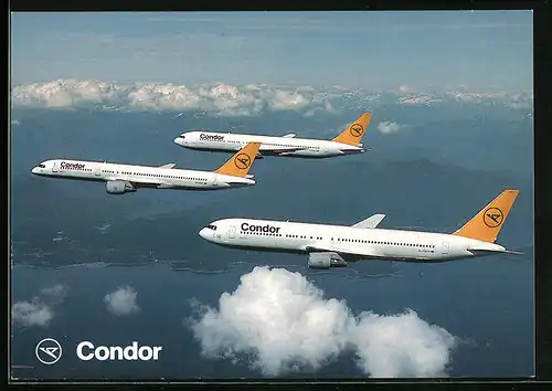 AK Flugzeug Boeing 767 und Boeing B757 über den Wolken, Condor