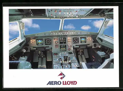AK Aero Lloyd, Flugzeug Airbus A320, Blick ins Cockpit