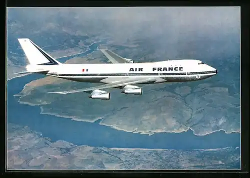 AK Air France, Flugzeug Boeing 747 am Himmel