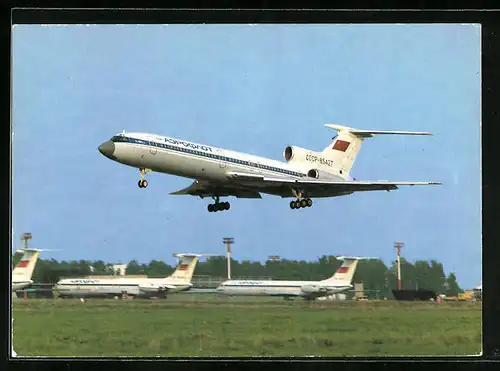 AK Flugzeug TU-154 der Aeroflot bei der Landung