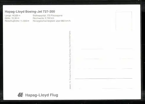 AK Flugzeug Hapag-Lloyd Boeing-Jet 727-200 am Himmel
