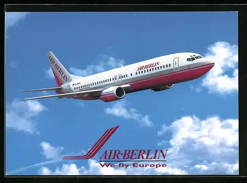 AK Air Berlin, Flugzeug Flüsterjet Boeing 737 /400 über den Wolken