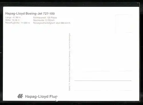 AK Flugzeug Hapag-Lloyd Boeing-Jet 727-100 am Himmel