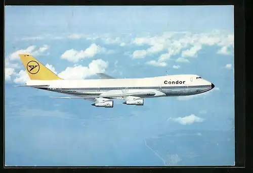 AK Flugzeug Jumbo-Jet Boeing 747 der Condor am Himmel