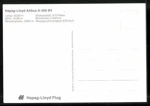 AK Flugzeug Hapap-Lloyd Airbus A-300 B4 am Himmel