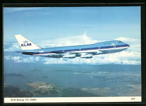 AK Flugzeug Boeing 747 206M am Himmel, KLM