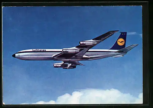 AK Flugzeug Boeing 707 Intercontinental Jet am Himmel, Lufthansa