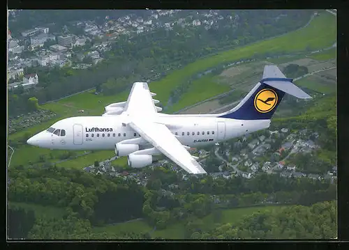 AK Flugzeug Cityliner Avro RJ85 am Himmel, Lufthansa