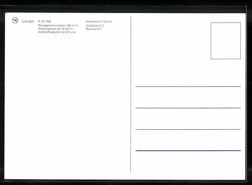 AK Condor, Flugzeug B 757-200 über den Wolken
