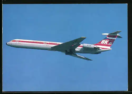 AK Flugzeug Ilyushin IL-62 der Czechoslovak Airlines am Himmel