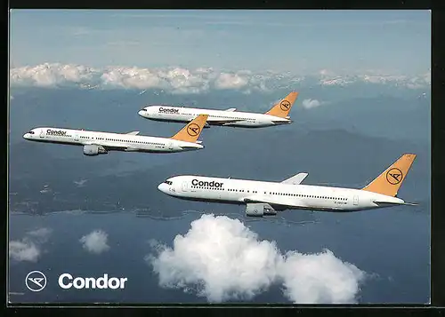 AK Flugzeug Boeing 767 und Boeing B757 der Condor am Himmel