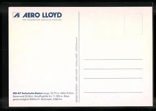 AK Aero Lloyd, Flugzeug Mc Donnell Douglas MD-87 am Himmel